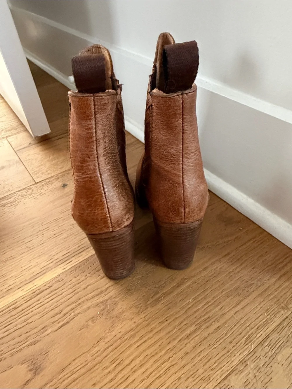 Frye Brown Leather Western Chelsea Booties